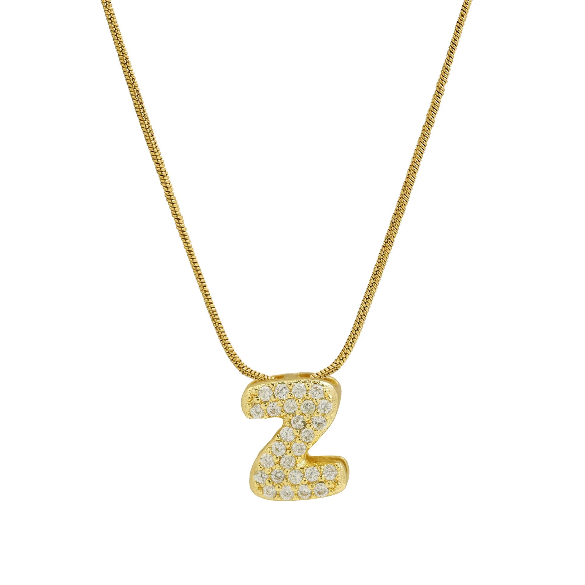 Collier avec pendentif initiale en strass pour femme - lettre