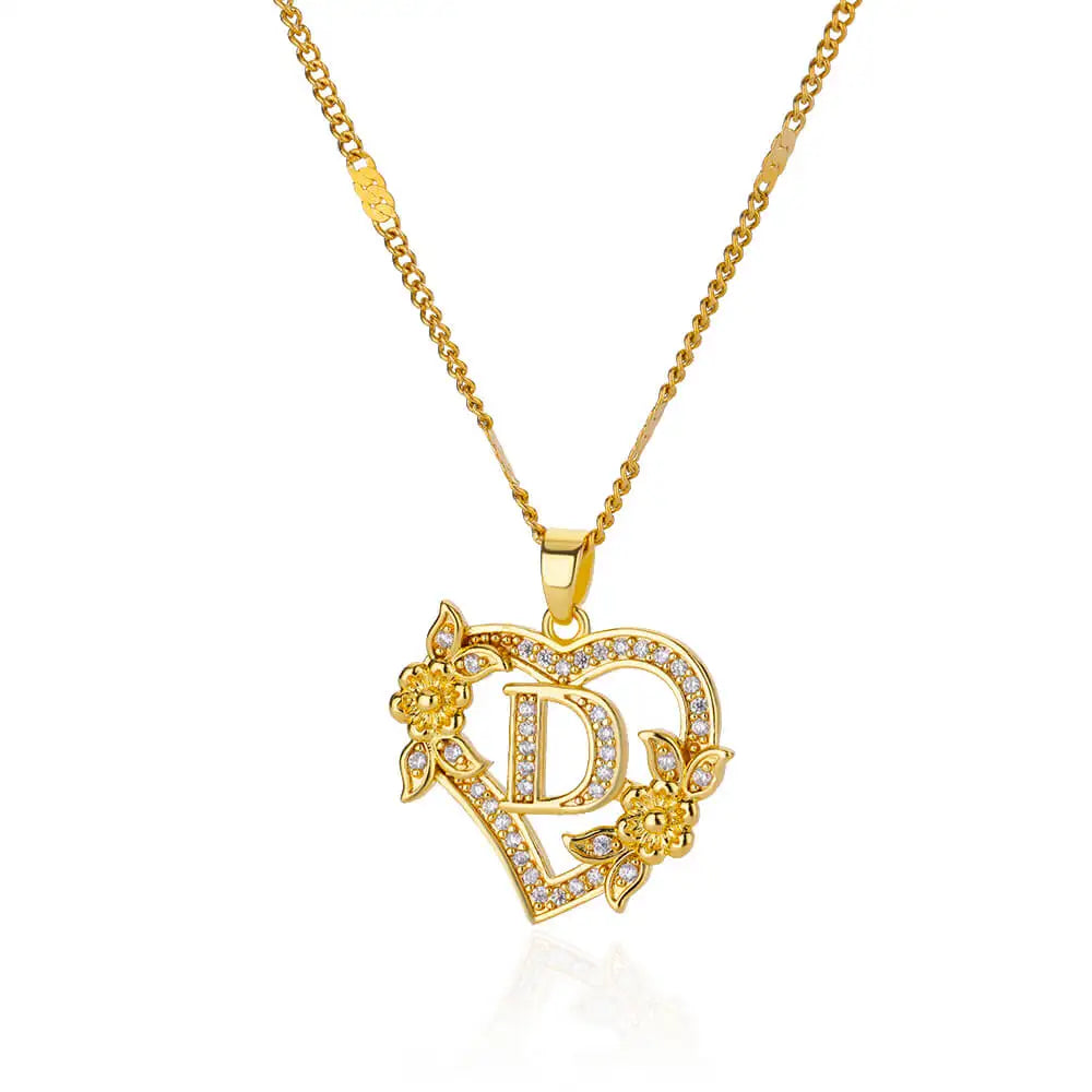 Collier avec pendentif initiale et coeur - lettre