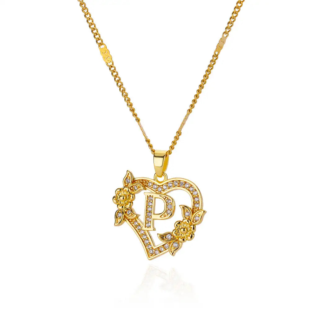 Collier avec pendentif initiale et coeur - lettre
