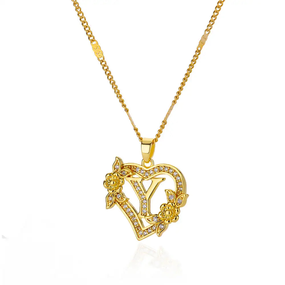 Collier avec pendentif initiale et coeur - lettre
