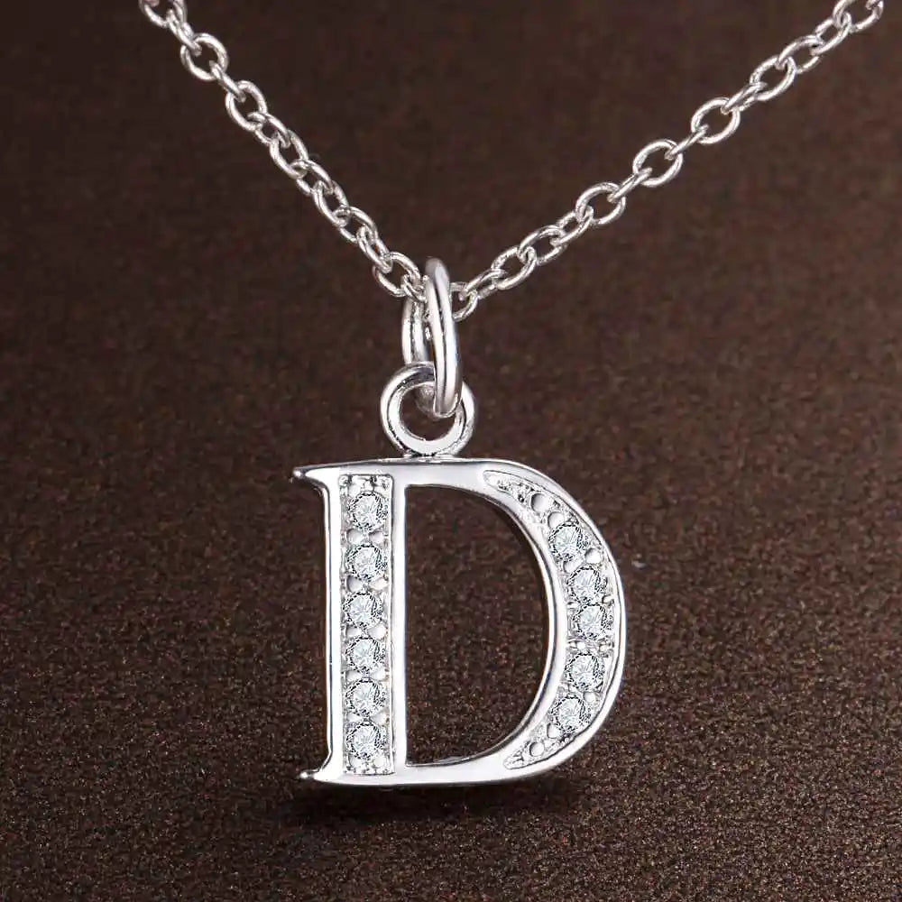 Collier avec pendentif initiale et strass - lettre