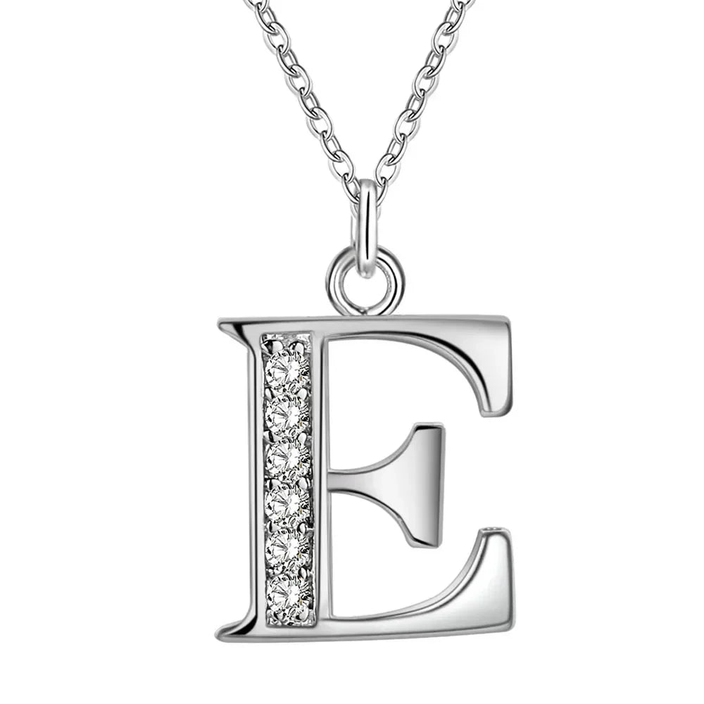 Collier avec pendentif initiale et strass - lettre
