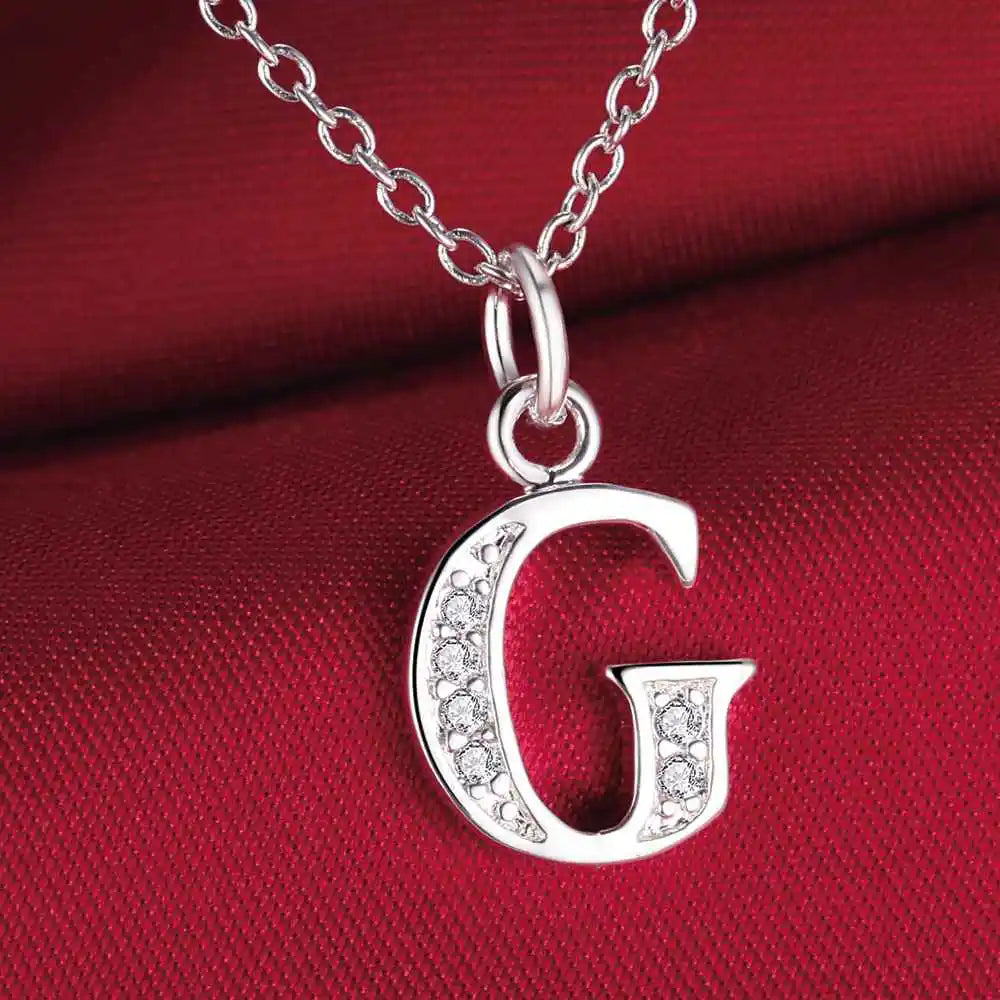 Collier avec pendentif initiale et strass - lettre