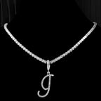 Collier avec pendentif initiale et strass - lettre
