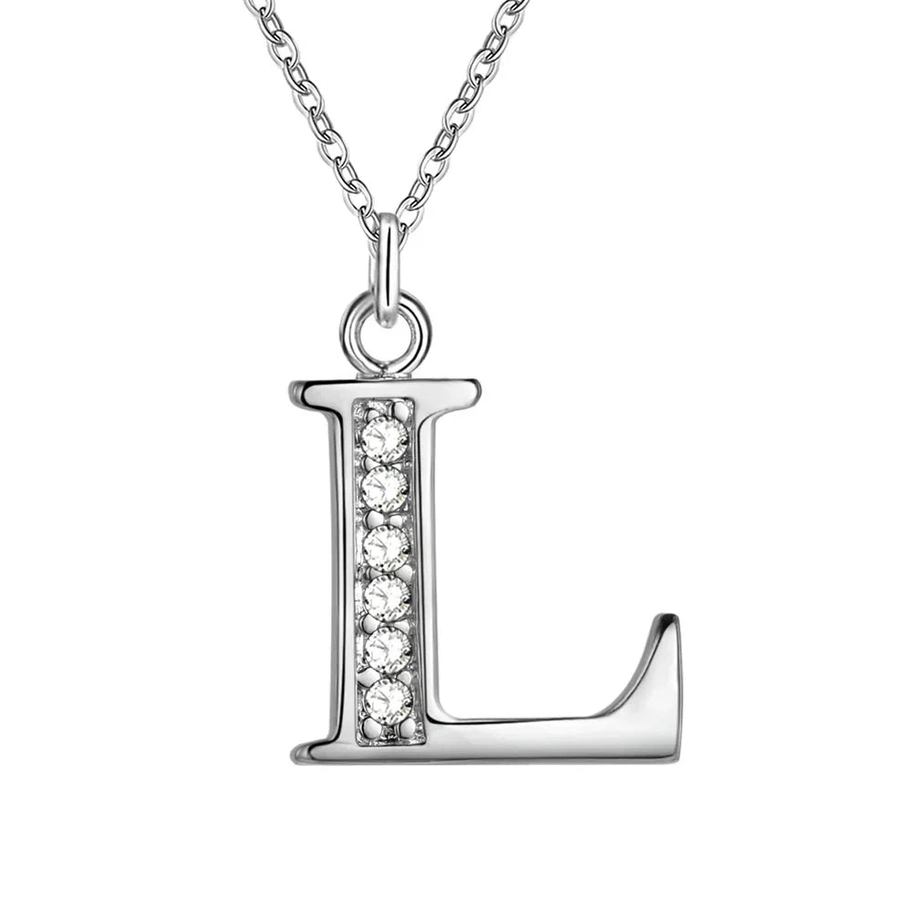 Collier avec pendentif initiale et strass - lettre