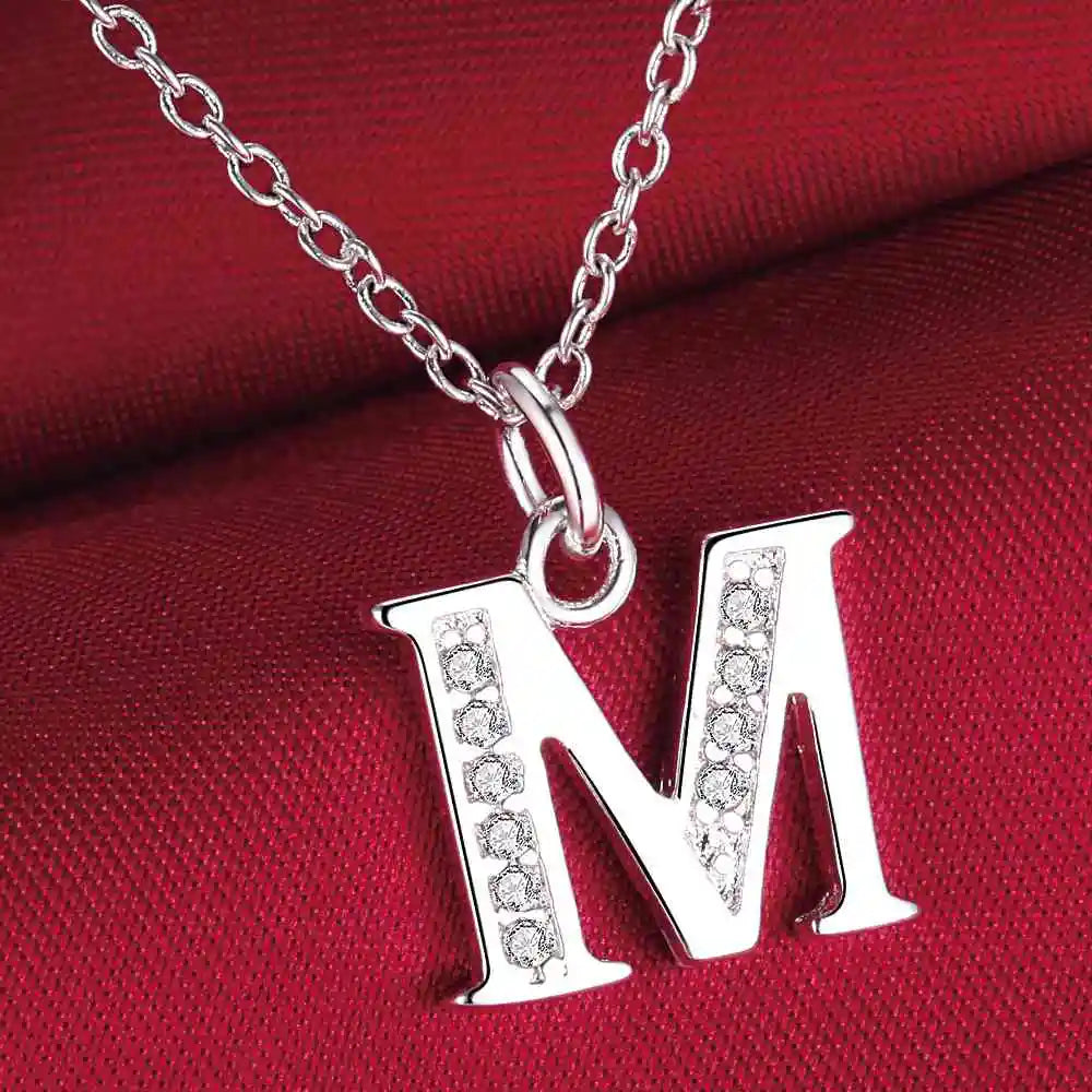 Collier avec pendentif initiale et strass - lettre
