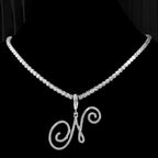 Collier avec pendentif initiale et strass - lettre