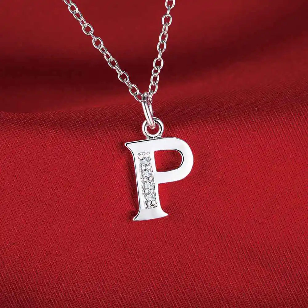 Collier avec pendentif initiale et strass - lettre