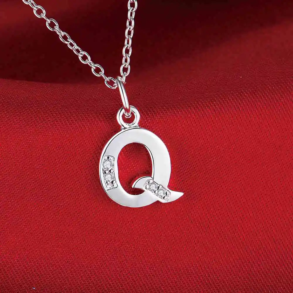 Collier avec pendentif initiale et strass - lettre