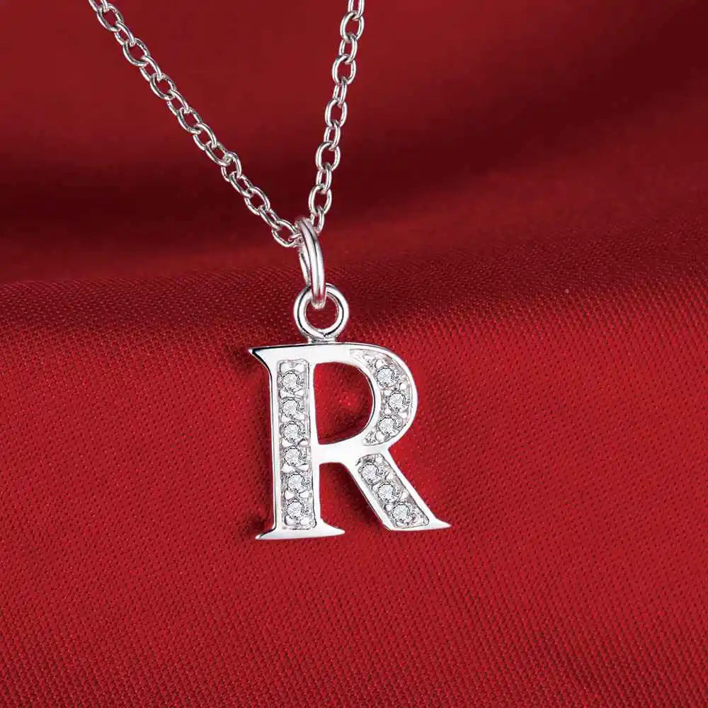 Collier avec pendentif initiale et strass - lettre