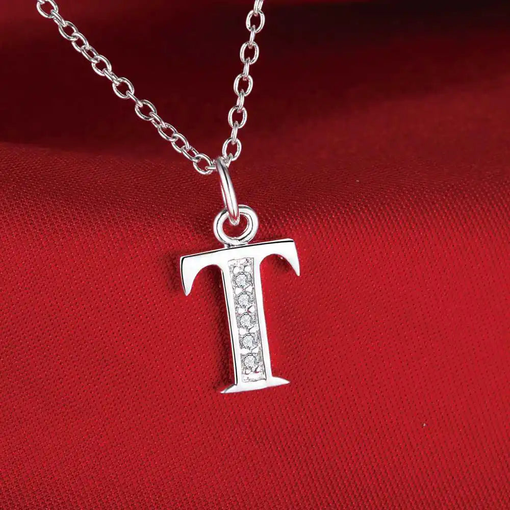 Collier avec pendentif initiale et strass - lettre