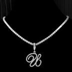 Collier avec pendentif initiale et strass - lettre