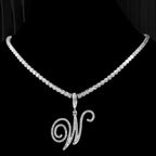 Collier avec pendentif initiale et strass - lettre