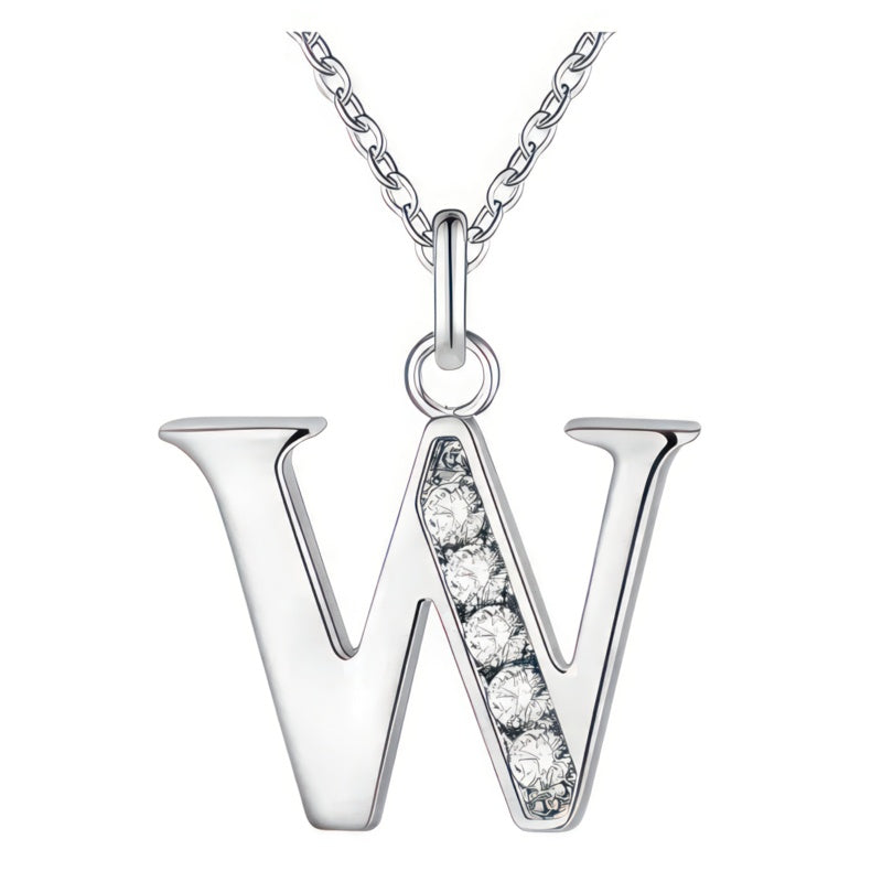 Collier avec pendentif initiale et strass - lettre