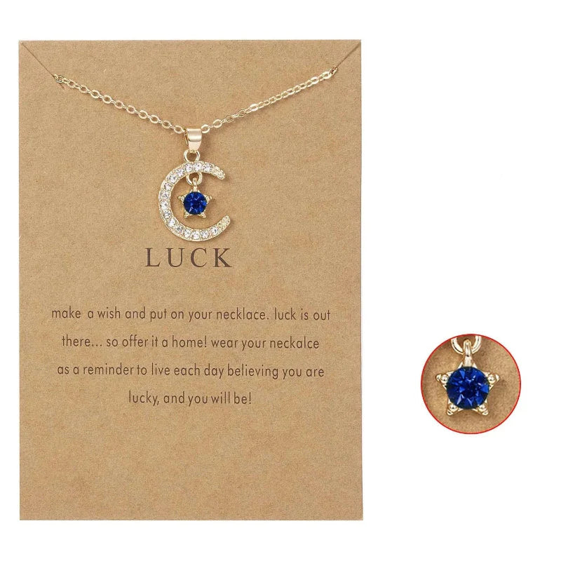 Collar con Colgante de Luna en Strass Piedra de Nacimiento