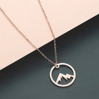 Collar con Colgante de Montaña para Hombre o Mujer oro rosa