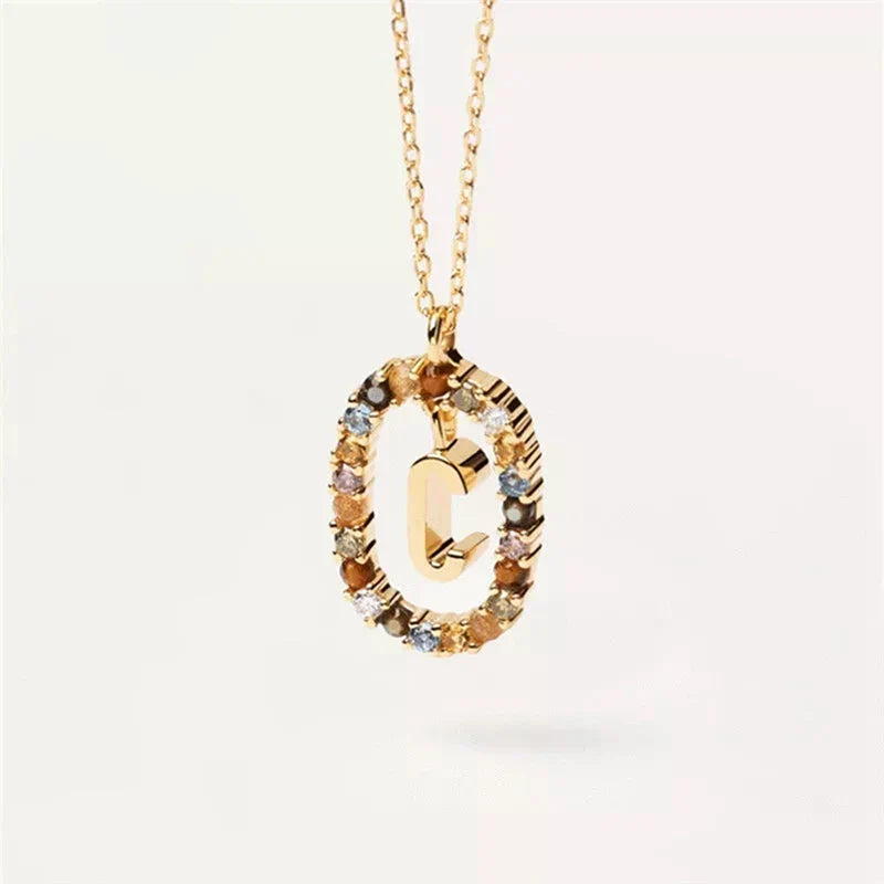 Collier avec pendentif ovale initiale - lettre