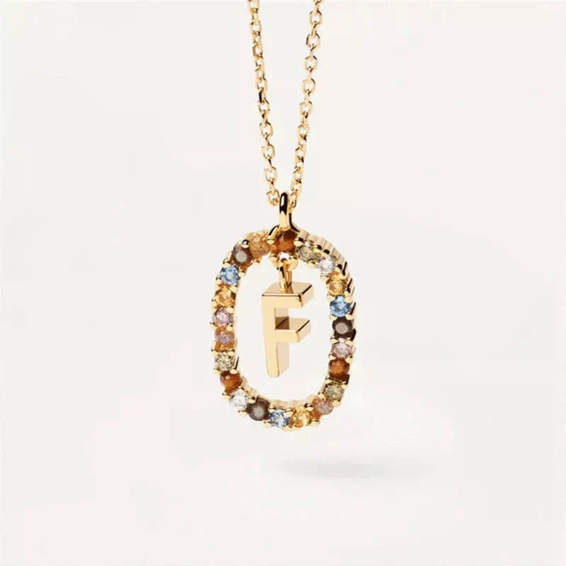 Collier avec pendentif ovale initiale - lettre