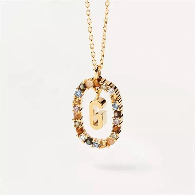 Collier avec pendentif ovale initiale - lettre
