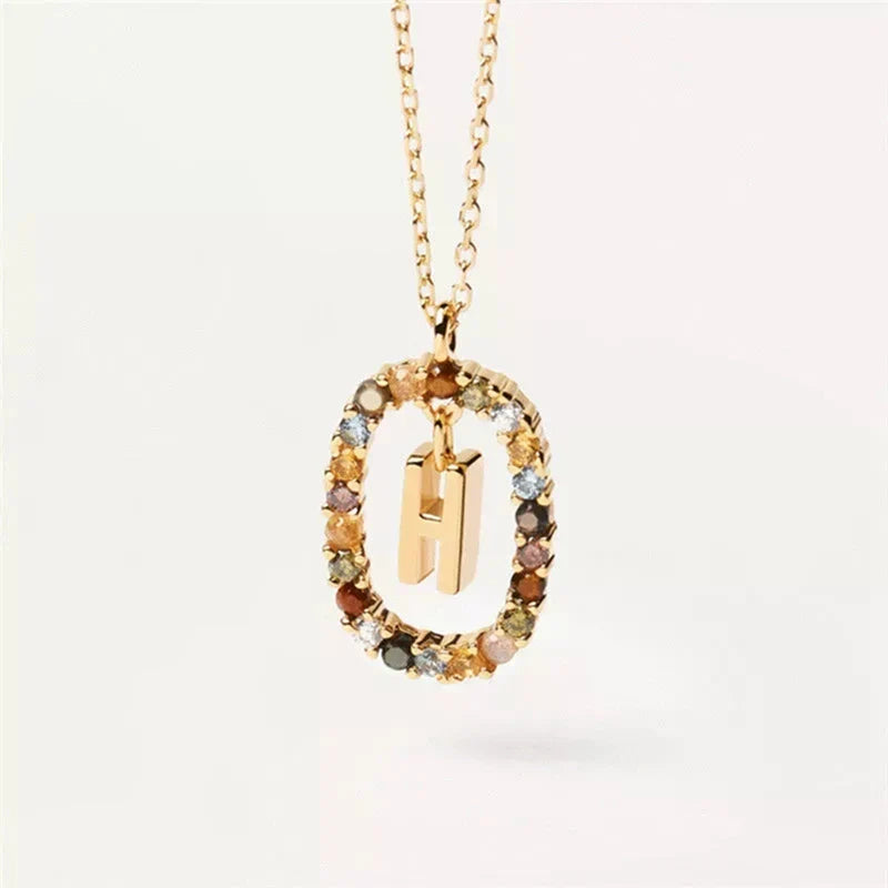 Collier avec pendentif ovale initiale - lettre