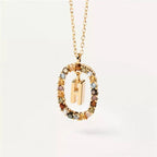 Collier avec pendentif ovale initiale - lettre