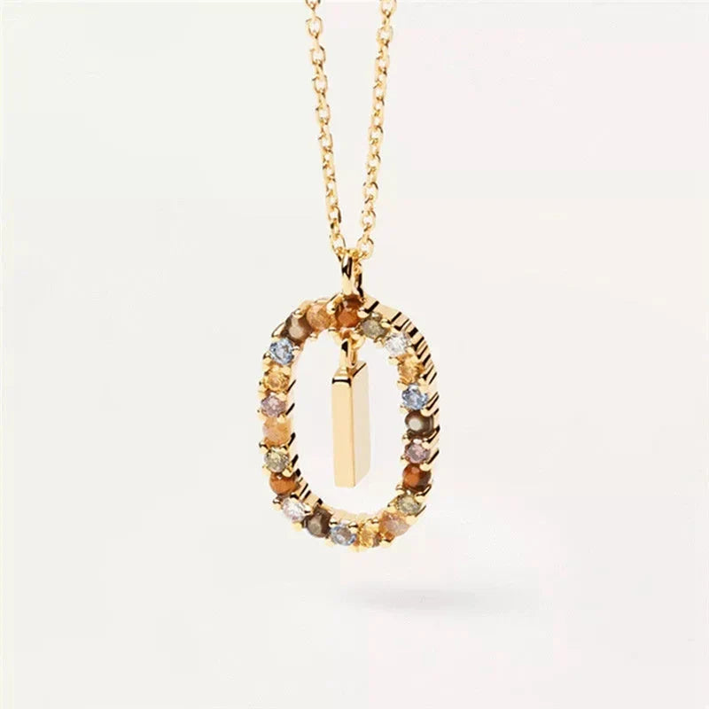 Collier avec pendentif ovale initiale - lettre