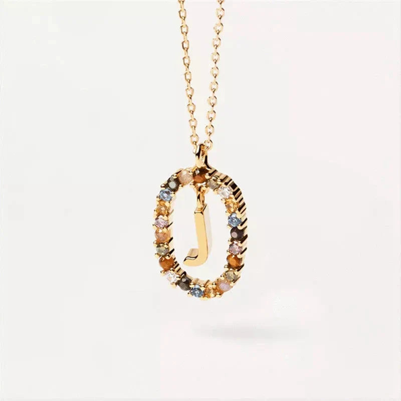 Collier avec pendentif ovale initiale - lettre