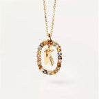 Collier avec pendentif ovale initiale - lettre