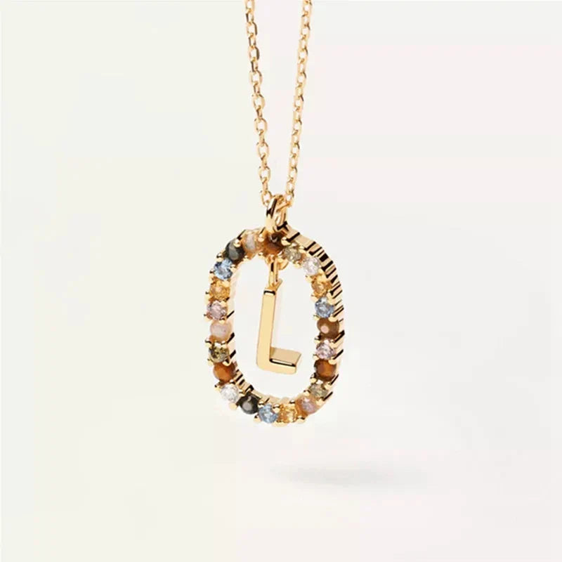 Collier avec pendentif ovale initiale - lettre