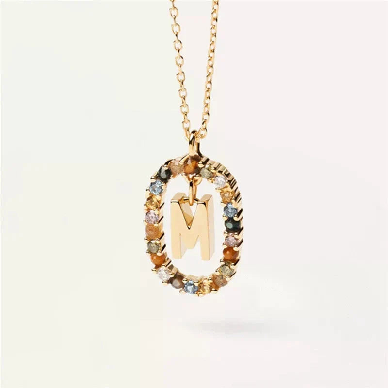 Collier avec pendentif ovale initiale - lettre