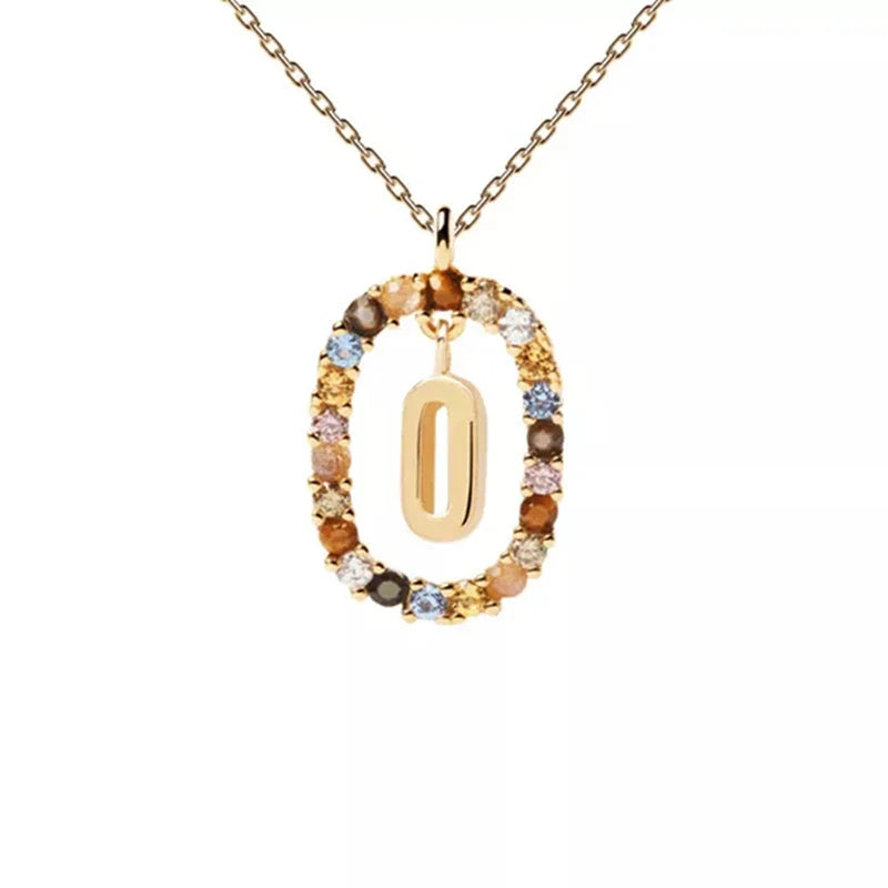 Collier avec pendentif ovale initiale - lettre