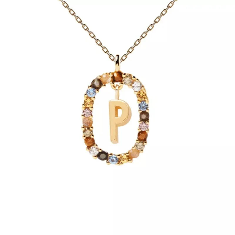 Collier avec pendentif ovale initiale - lettre