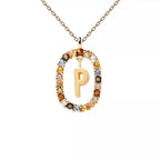 Collier avec pendentif ovale initiale - lettre