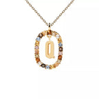 Collier avec pendentif ovale initiale - lettre