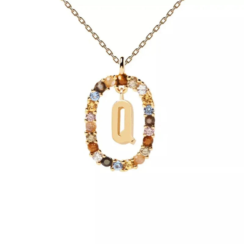 Collier avec pendentif ovale initiale - lettre