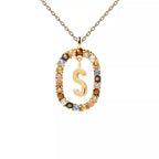 Collier avec pendentif ovale initiale - lettre