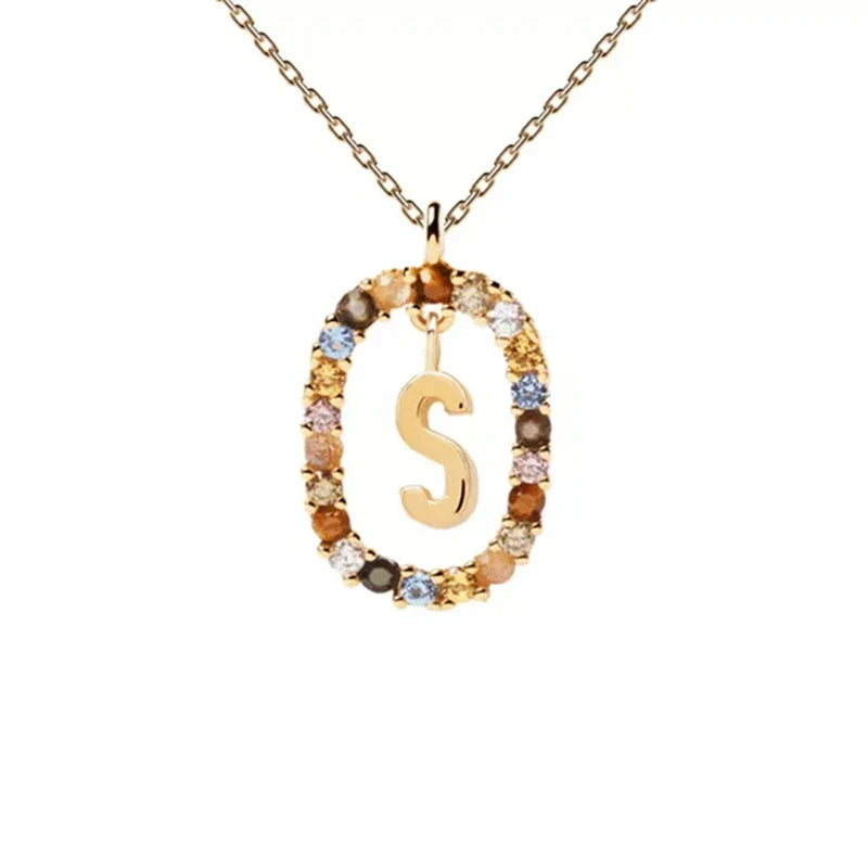 Collier avec pendentif ovale initiale - lettre