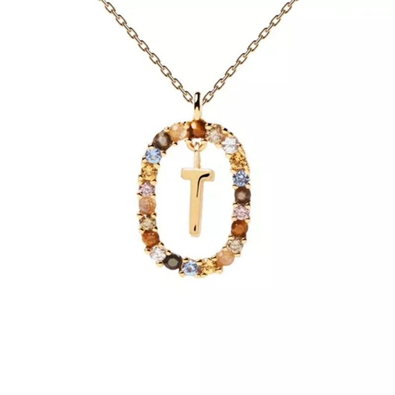 Collier avec pendentif ovale initiale - lettre