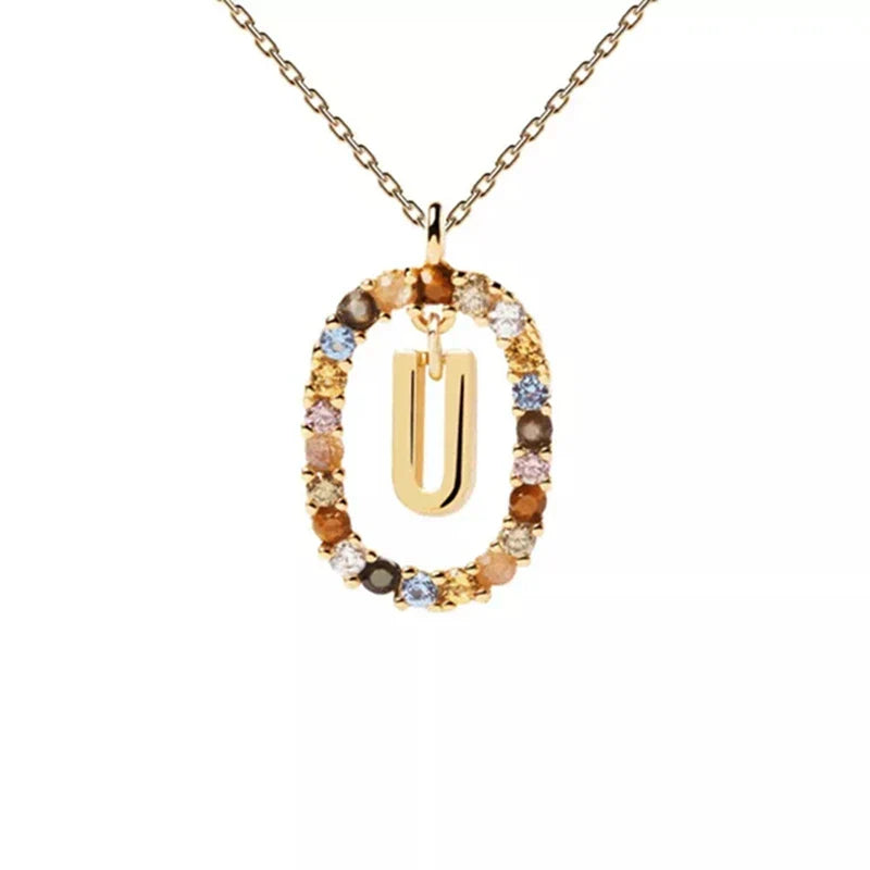 Collier avec pendentif ovale initiale - lettre