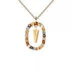 Collier avec pendentif ovale initiale - lettre