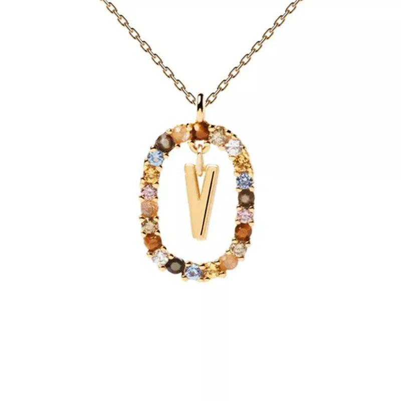 Collier avec pendentif ovale initiale - lettre