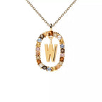 Collier avec pendentif ovale initiale - lettre