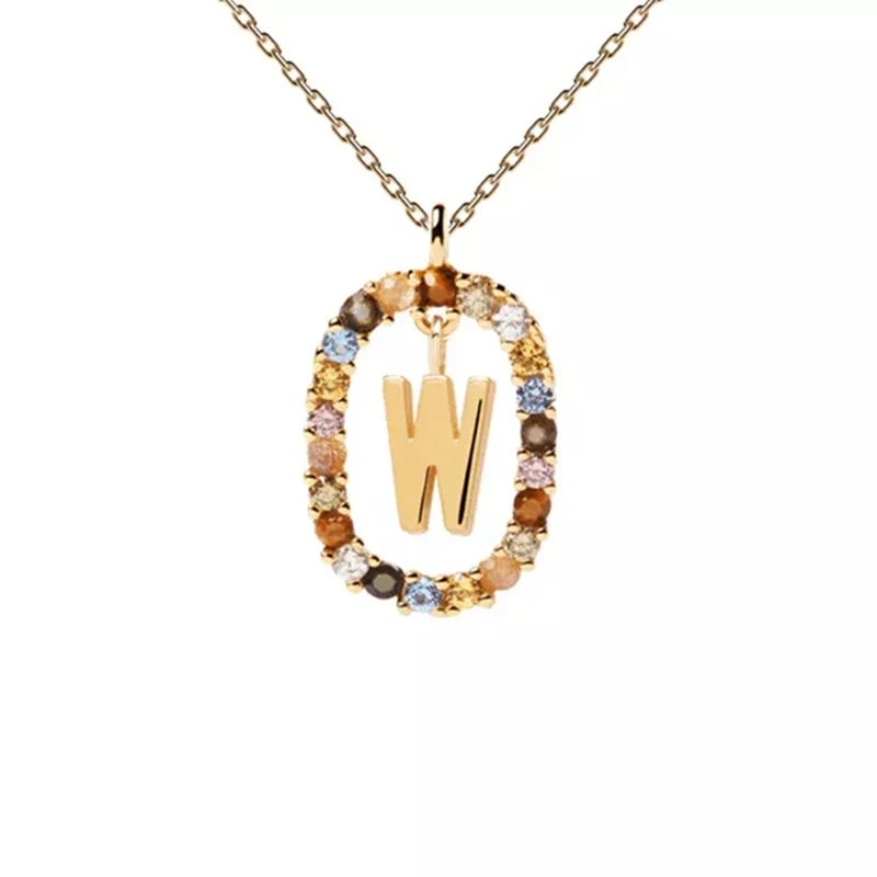 Collier avec pendentif ovale initiale - lettre