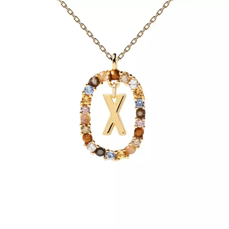 Collier avec pendentif ovale initiale - lettre