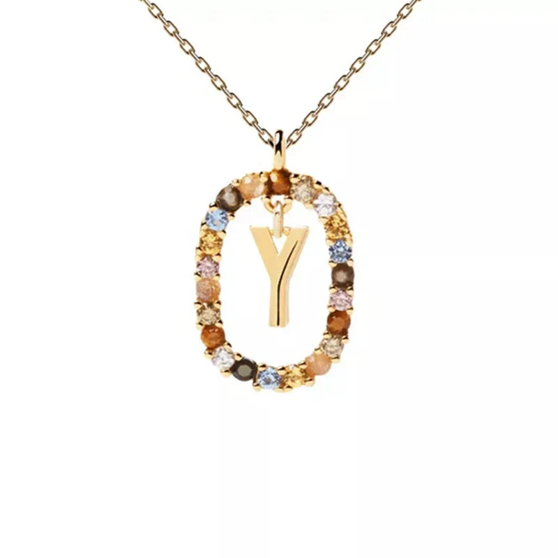 Collier avec pendentif ovale initiale - lettre