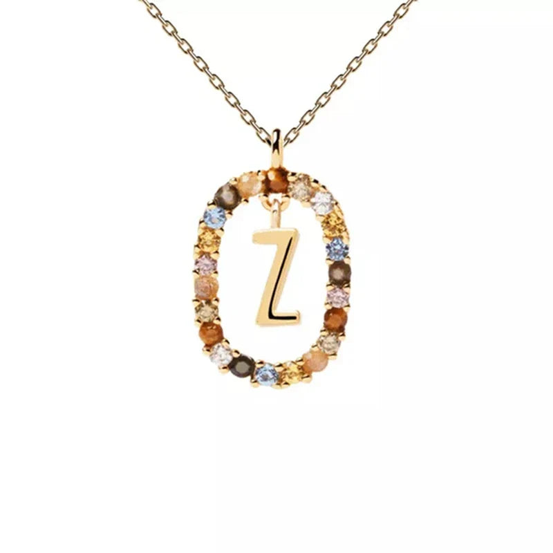 Collier avec pendentif ovale initiale - lettre