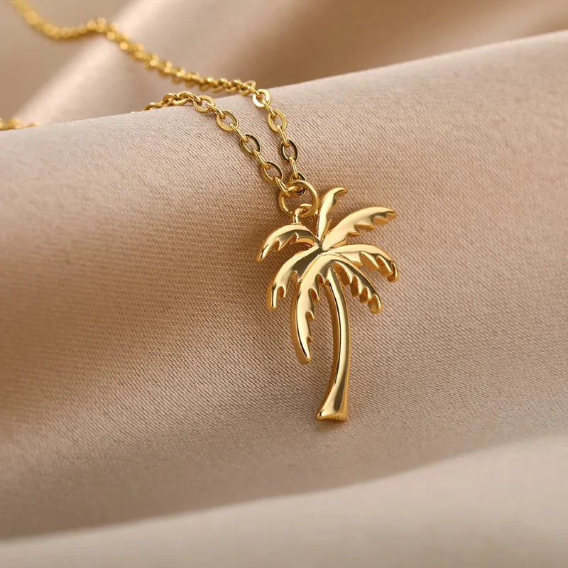Collar con Colgante de Palma para Mujer oro