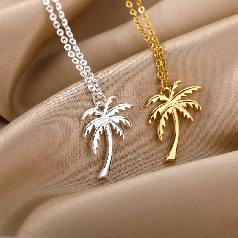 Collar con Colgante de Palma para Mujer plata