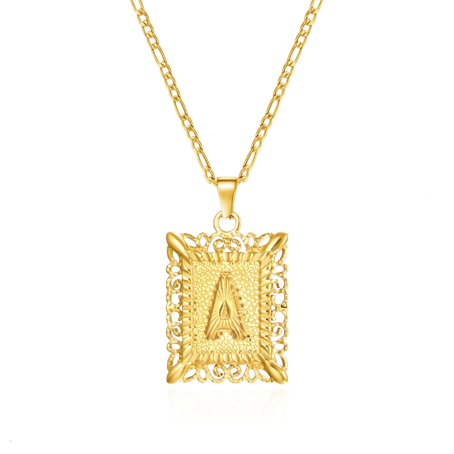 Collier avec pendentif rectangulaire initiale - lettre