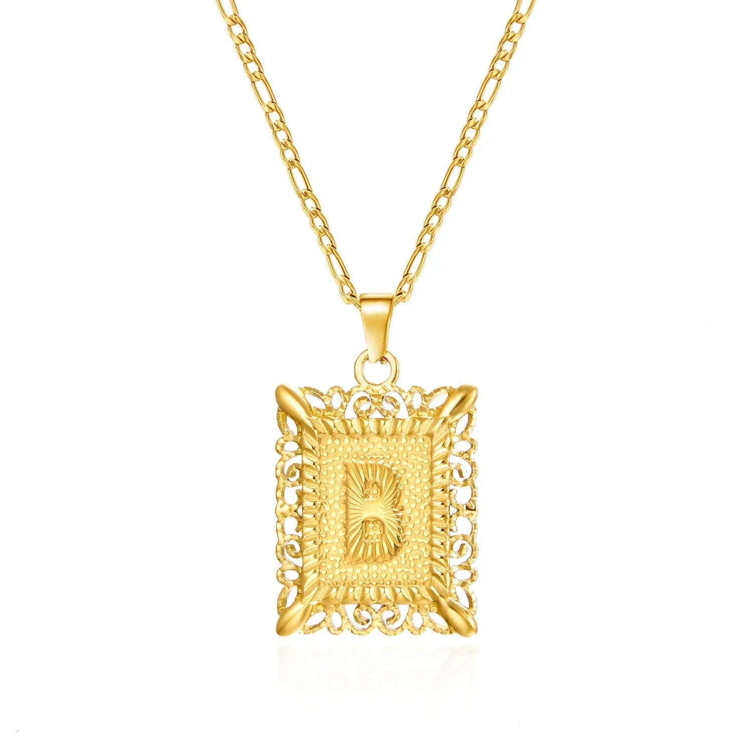 Collier avec pendentif rectangulaire initiale - lettre
